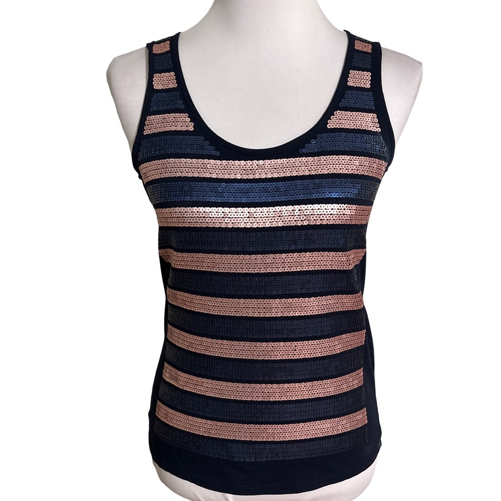 Banana Republic Black and Gold Sequin Tank Top